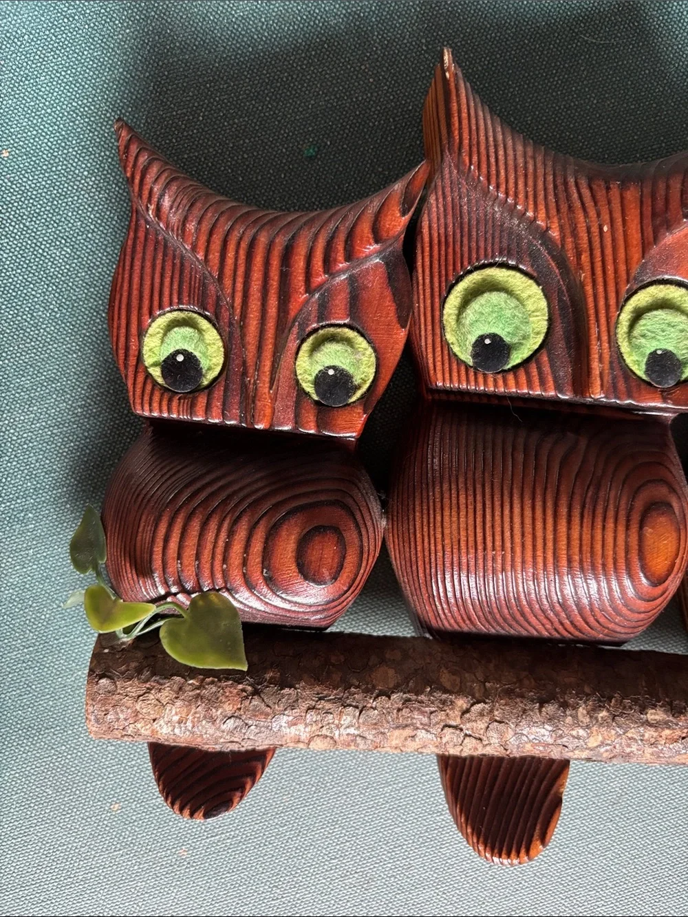 Vintage MCM Wooden Owls Wall Art